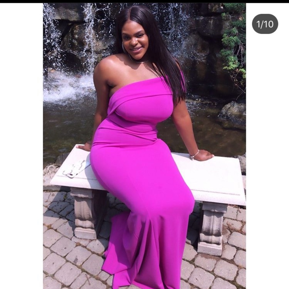 Evening Romance One Shoulder Maxi Dress - Magenta